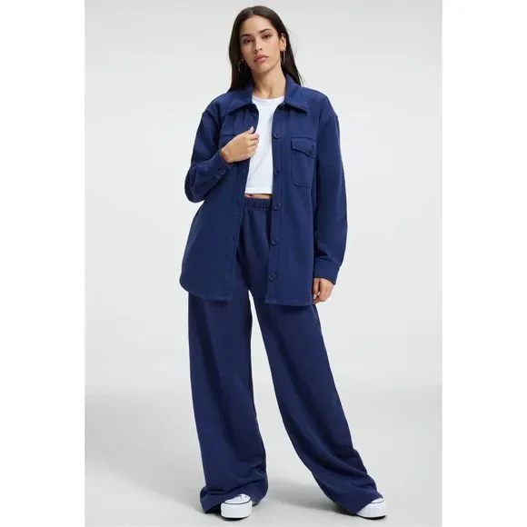 Good American Fleece Jacket in Blue Rinse Size 00/0 - Picture 6 of 14